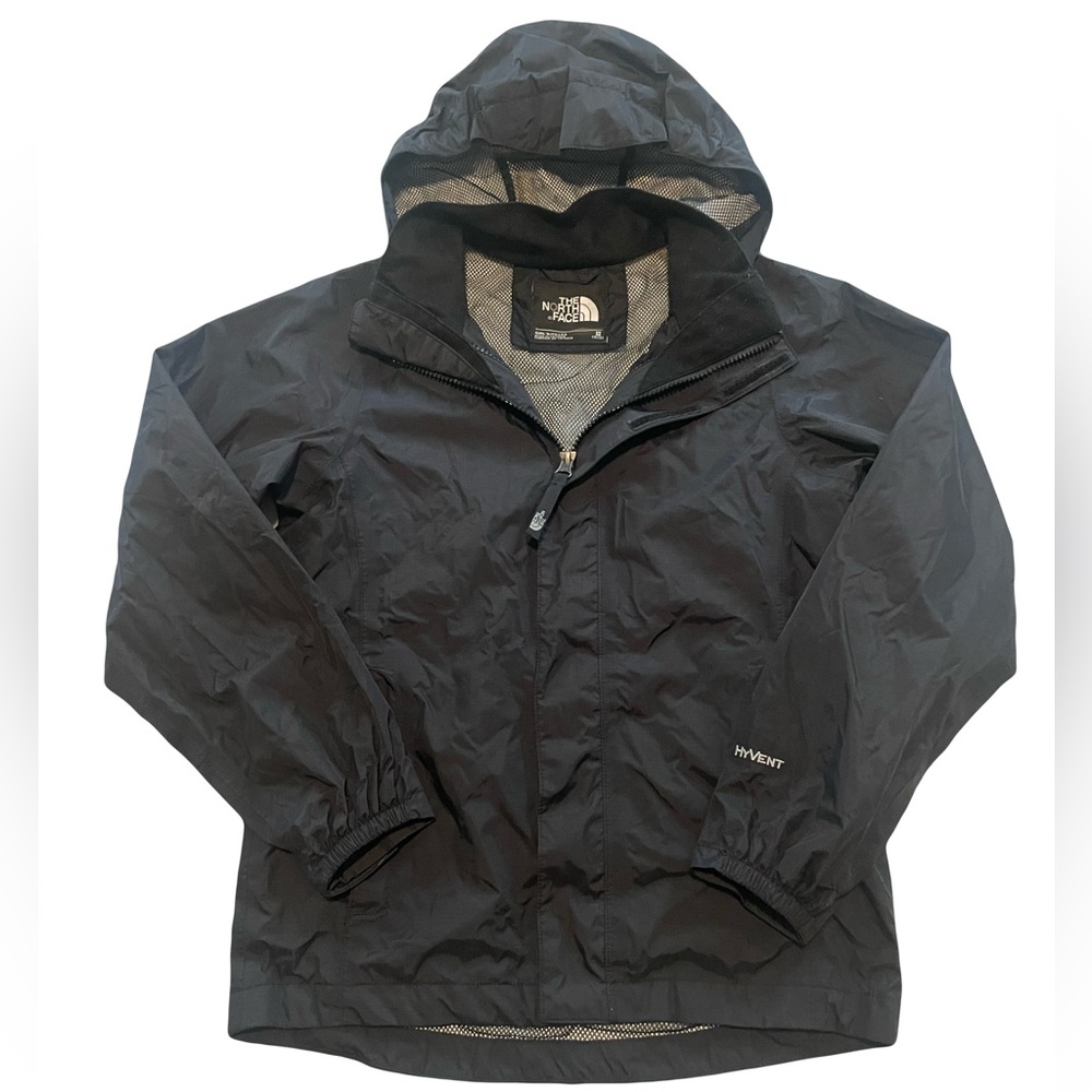 The North Face Kids Black Raincoat Windbreaker HyVent Size M (10/12)